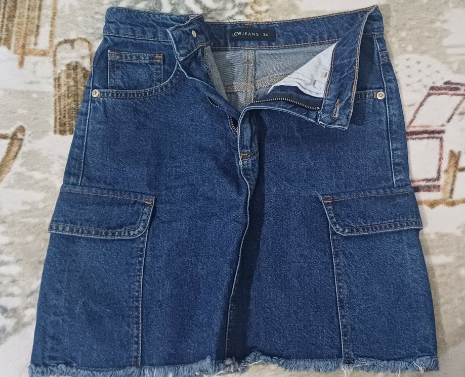 Lcw Düğmeli Lacivert Midi Kot Etek 34 Beden - Görsel 3