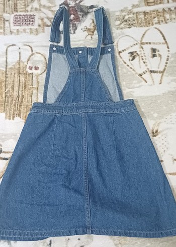 H&M Düğmeli Mavi Kot Midi Salopet 32 beden - Görsel 2