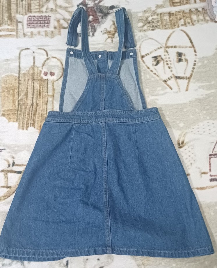 H&M Düğmeli Mavi Kot Midi Salopet 32 beden - Görsel 2