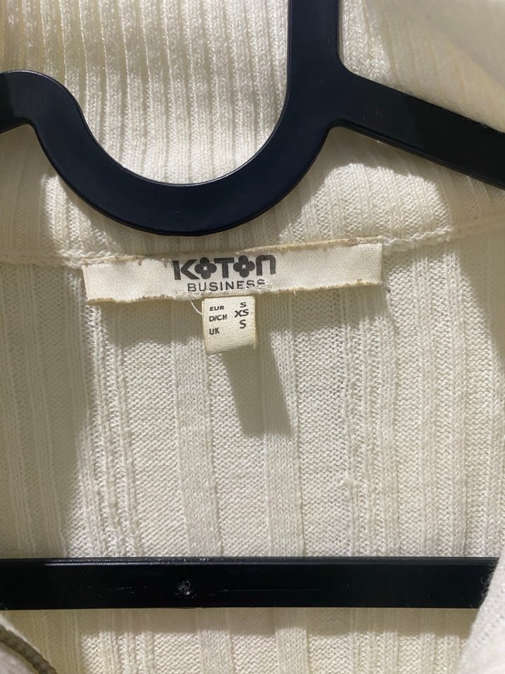 Beyaz Yarım Fermuarlı Triko Kadın Kazak - Görsel 5