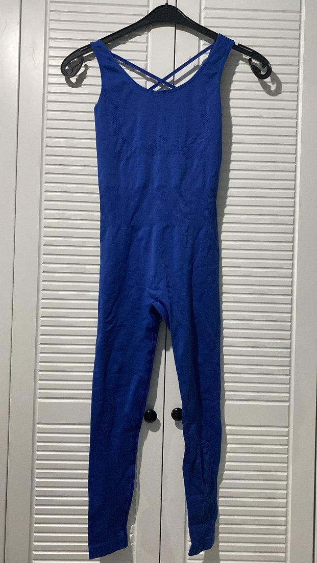 Kadın Mavi Atletik Dar Kesim Tulum - Görsel 3