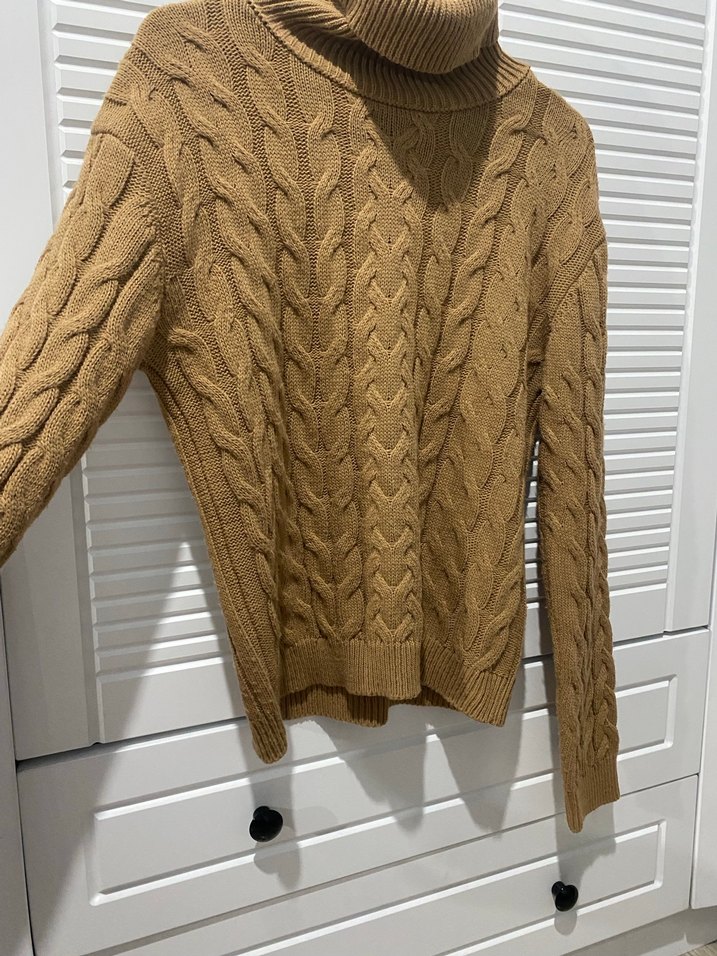 Kahverengi Örgü Boğazlı Kadın Kazak - Görsel 2