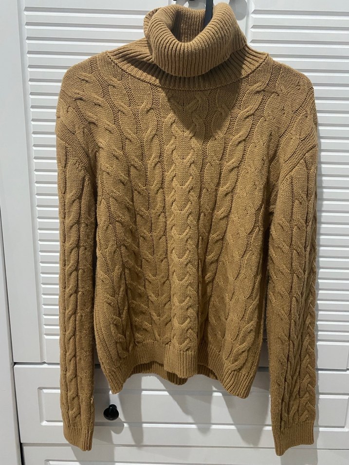 Kahverengi Örgü Boğazlı Kadın Kazak - Görsel 3