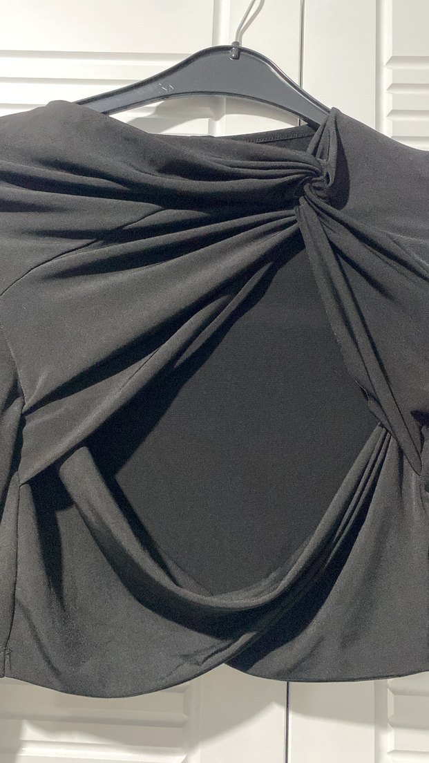 Uzun Kollu Siyah Drapeli Kadın Bluz - Görsel 3