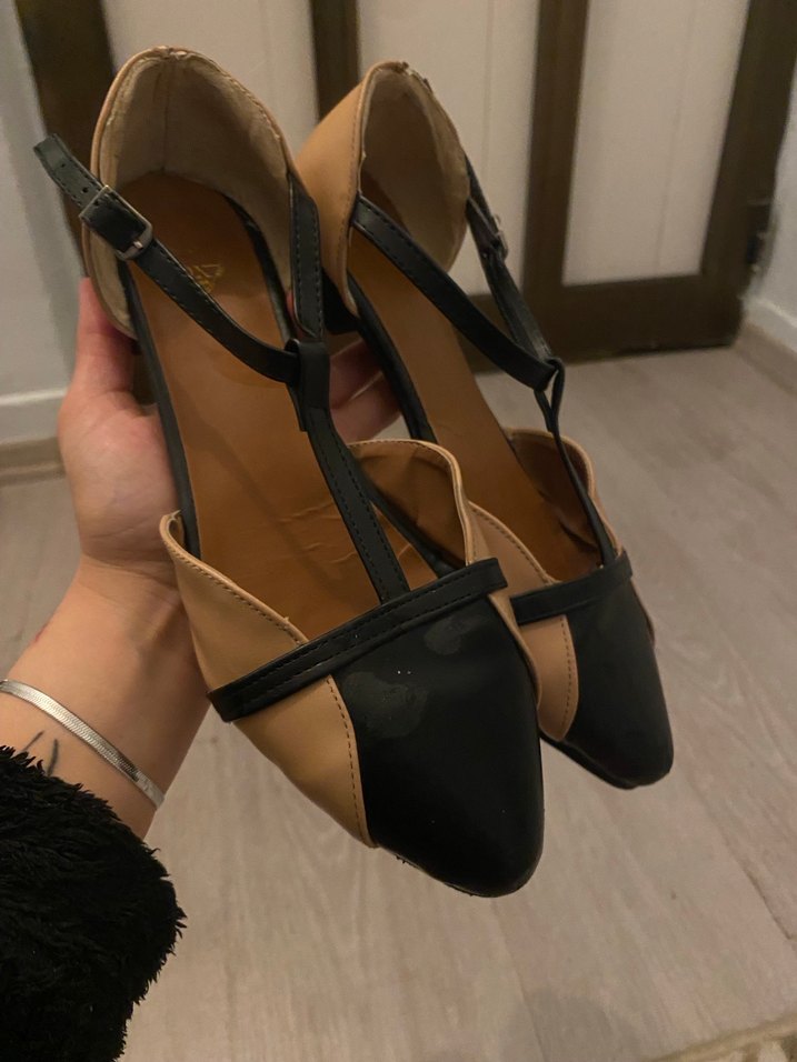 Bej Rugan Stiletto Kadın babet - Görsel 2