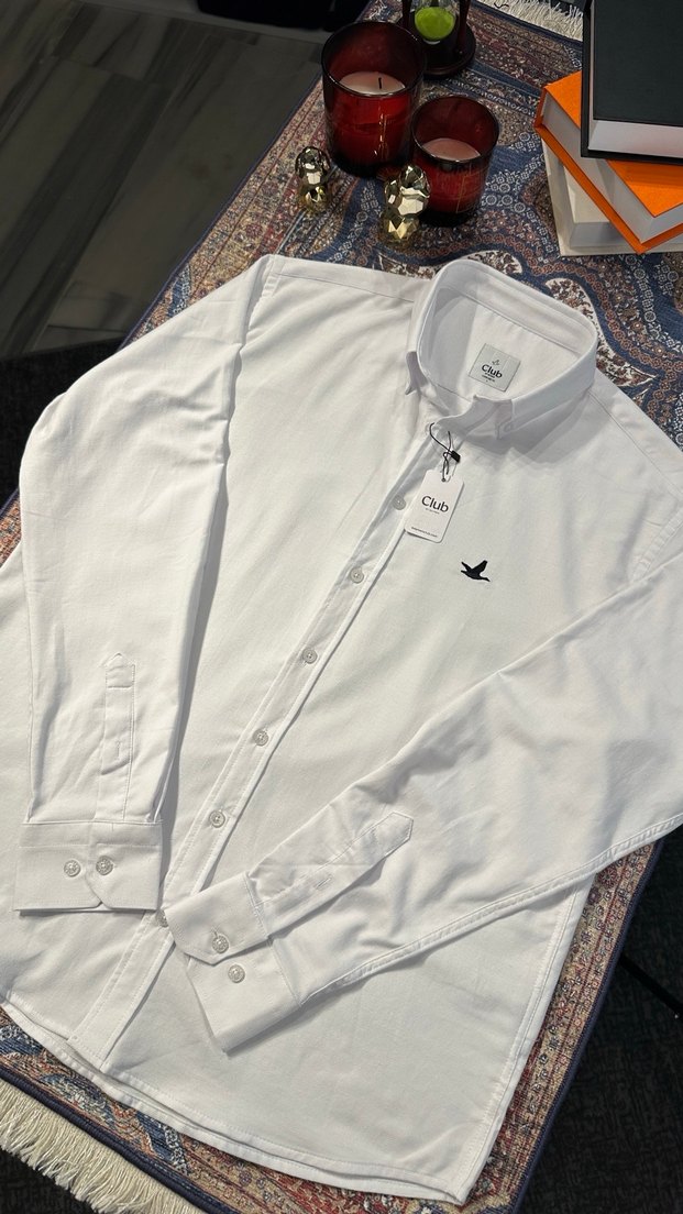Erkek Beyaz Beymen Pamuklu Uzun Kollu Gömlek - Görsel 2