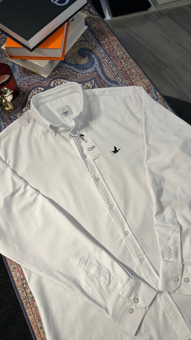 Erkek Beyaz Beymen Pamuklu Uzun Kollu Gömlek - Görsel 3