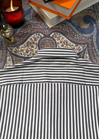 Çizgili Regular Fit Erkek Gömlek Polo - Görsel 5