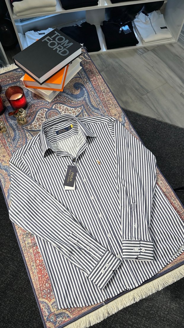 Çizgili Regular Fit Erkek Gömlek Polo - Görsel 2