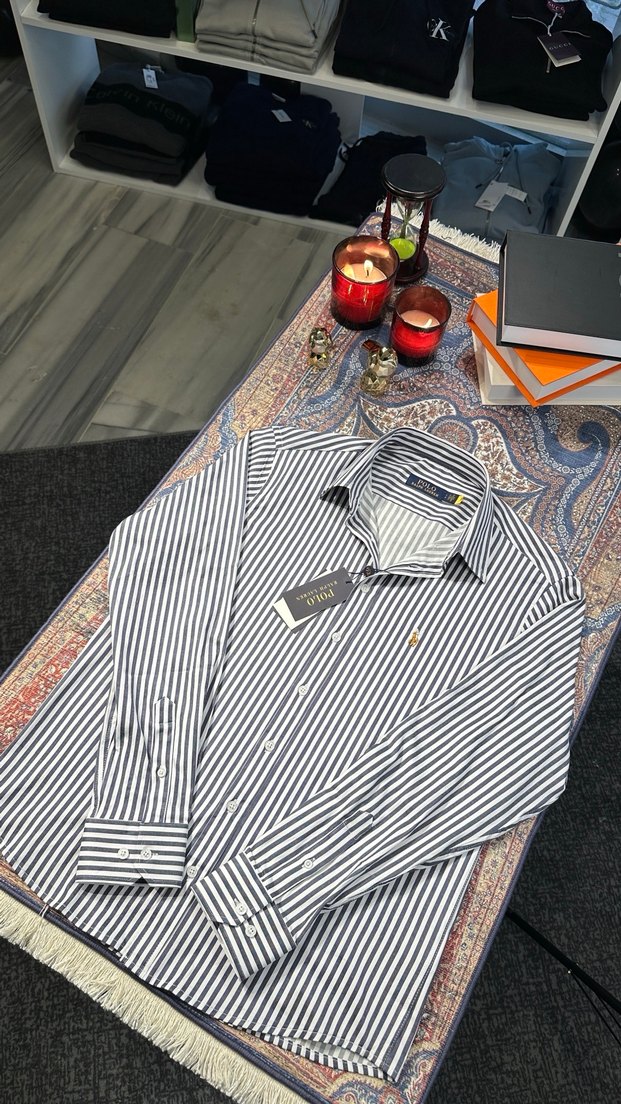 Çizgili Regular Fit Erkek Gömlek Polo - Görsel 3