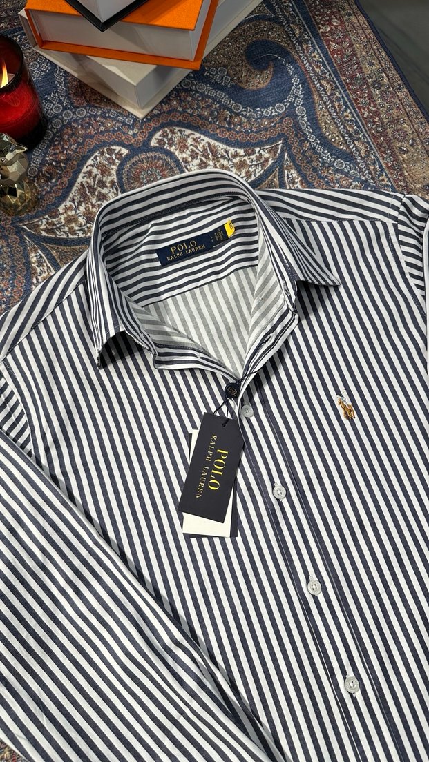 Çizgili Regular Fit Erkek Gömlek Polo - Görsel 4