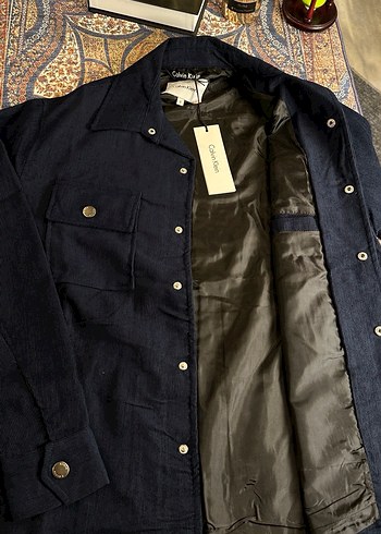 Erkek Lacivert Denim Düğmeli Ceket Calvin klein - Görsel 4