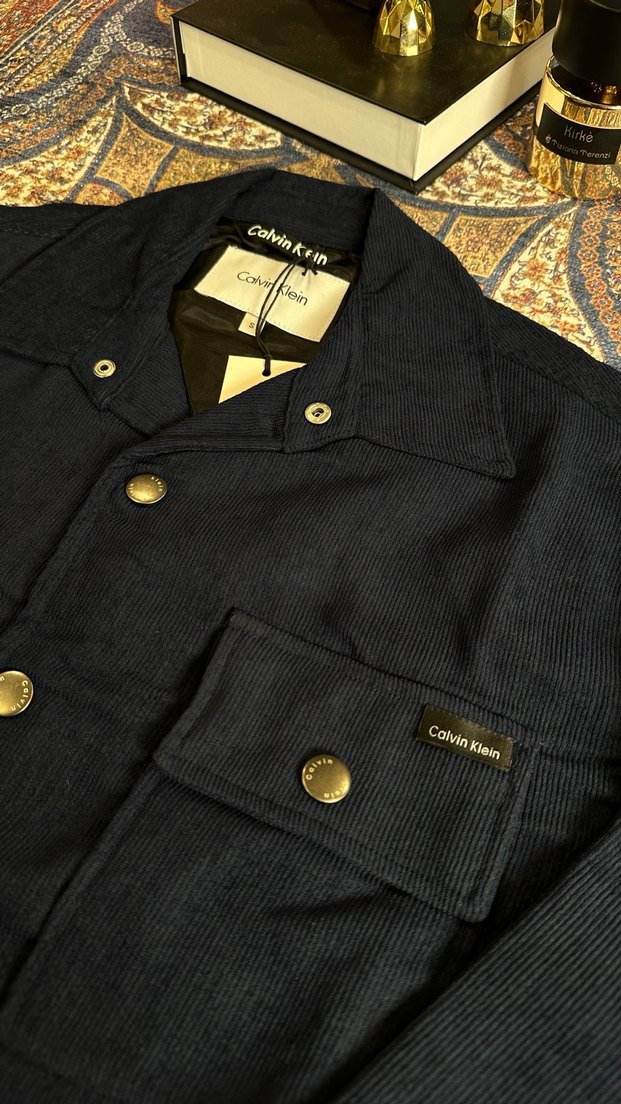 Erkek Lacivert Denim Düğmeli Ceket Calvin klein - Görsel 2