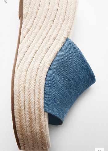 Mango Mavi Denim hasır Dolgu Topuk Kadın platform - Görsel 3