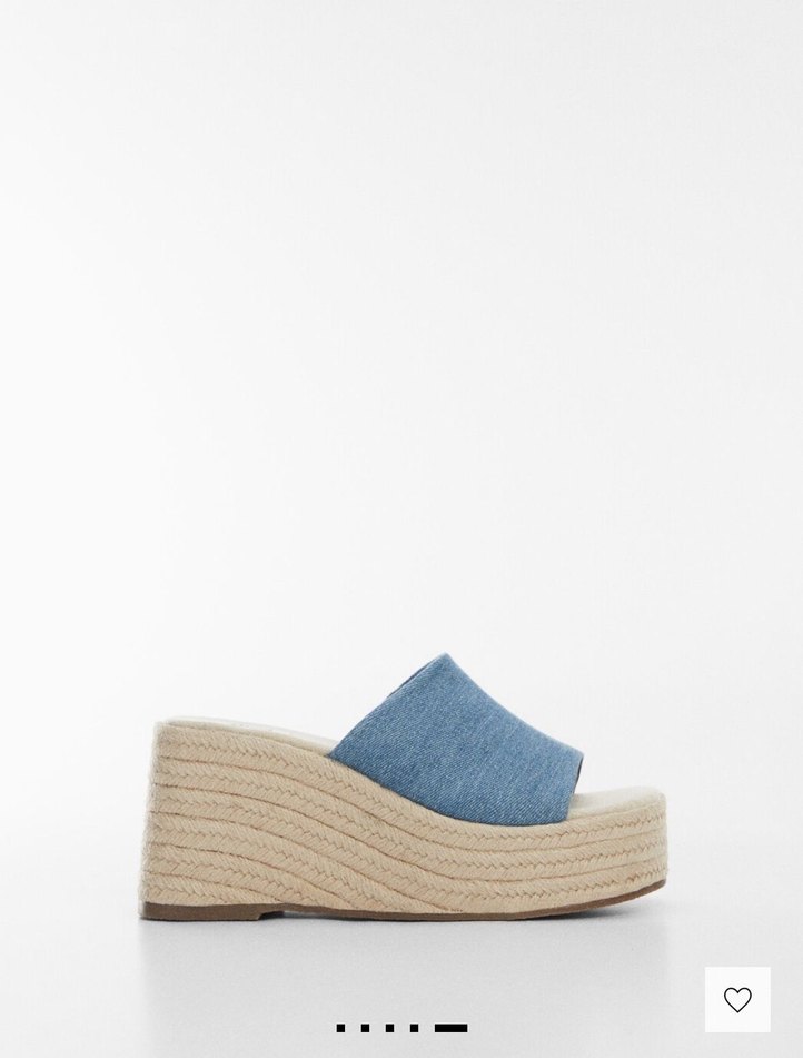 Mango Mavi Denim hasır Dolgu Topuk Kadın platform - Görsel 5