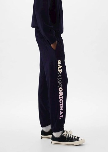 Lacivert Baskılı Erkek kadın  Eşofman Altı - Görsel 3