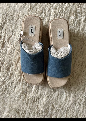 Mango denim hasır platform sandalet - Görsel 6