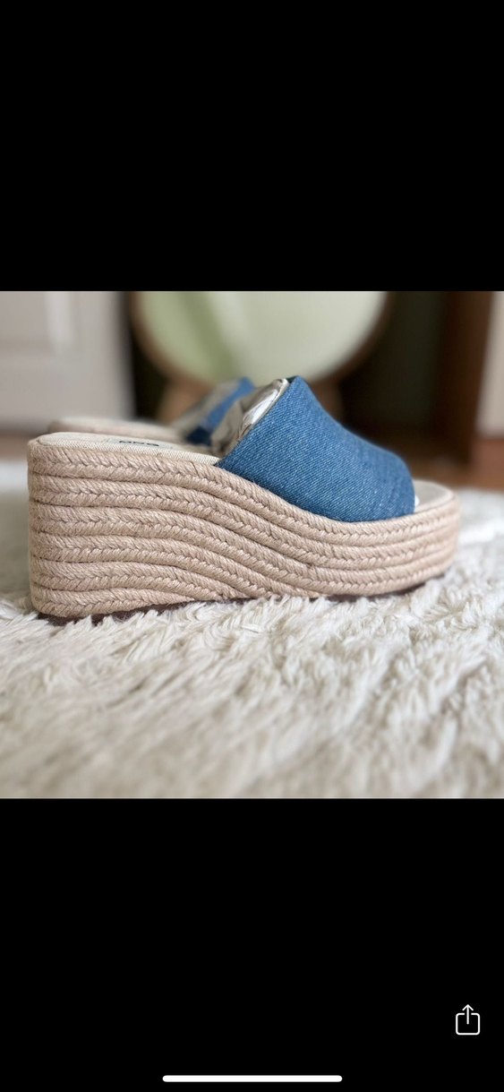 Mango denim hasır platform sandalet - Görsel 5