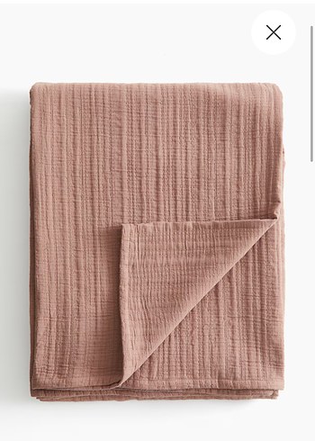 H&M çift kişilik  pamuklu muslin yatak örtüsü  açık kahverengi - Görsel 2