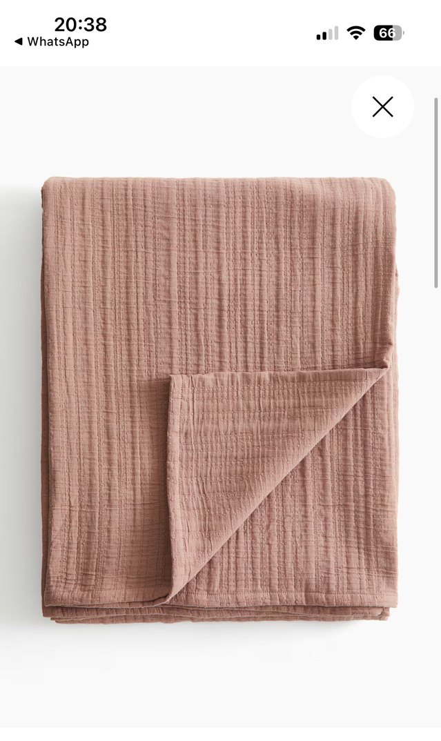 H&M çift kişilik  pamuklu muslin yatak örtüsü  açık kahverengi - Görsel 2