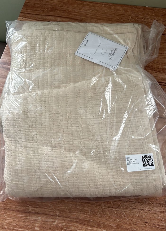 H&M muslin yatak örtüsü açık bej - Görsel 4