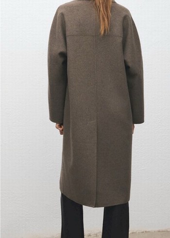 H&M yün orta kahverengi  oversize kaban - Görsel 3