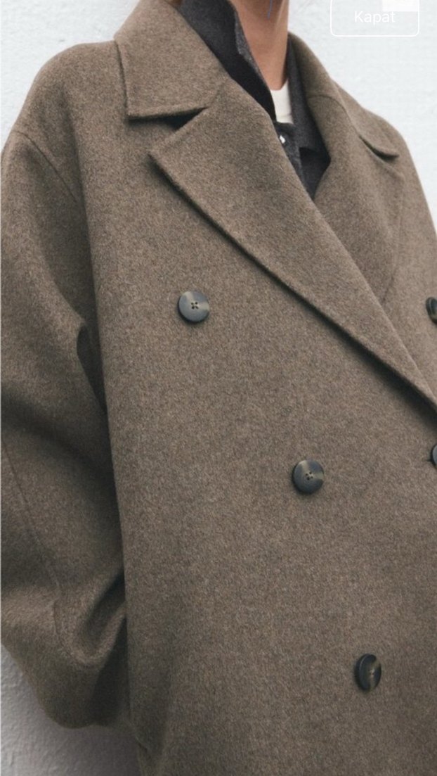 H&M yün orta kahverengi  oversize kaban - Görsel 5