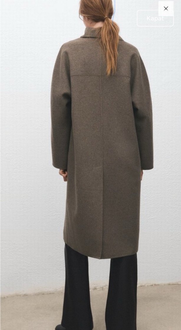 H&M yün orta kahverengi  oversize kaban - Görsel 3