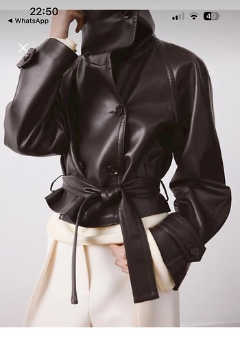 Maksimum klaba detaylı deri görünümlü ceket - Görsel 5