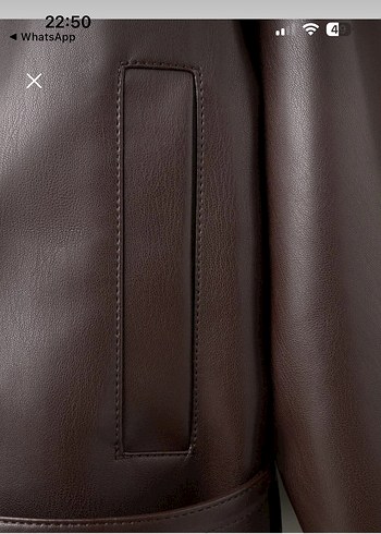 Maksimum klaba detaylı deri görünümlü ceket - Görsel 7