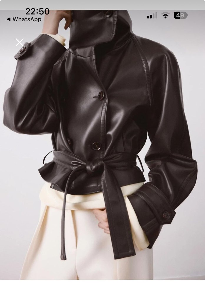 Maksimum klaba detaylı deri görünümlü ceket - Görsel 5