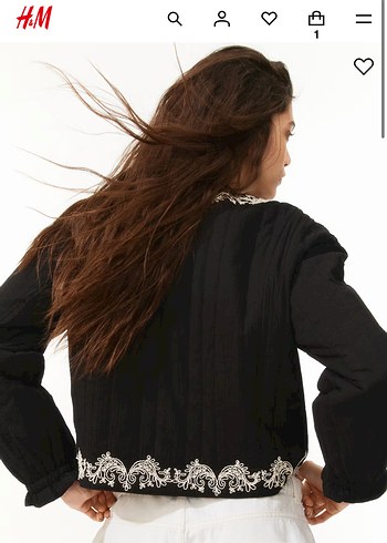 H&M bağcıklı ve işlemeli ceket - Görsel 2