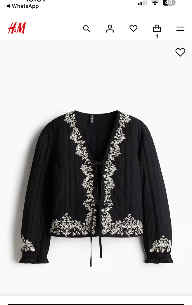 H&M bağcıklı ve işlemeli ceket - Görsel 3