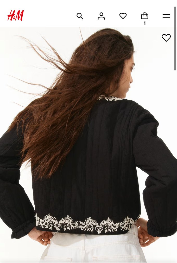 H&M bağcıklı ve işlemeli ceket - Görsel 2