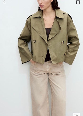 Mango çift düğmeli kısa trençkot /xs.s beden mevcuttur - Görsel 2