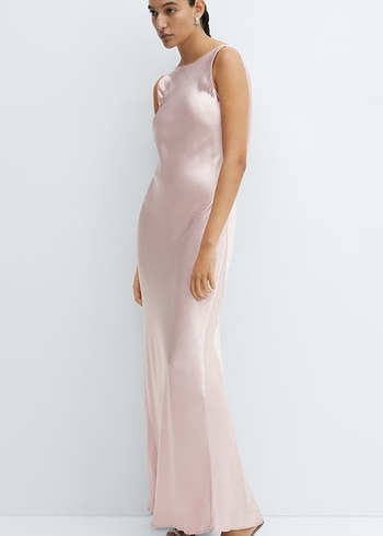 H&M sırtı açık saten elbise - Görsel 3