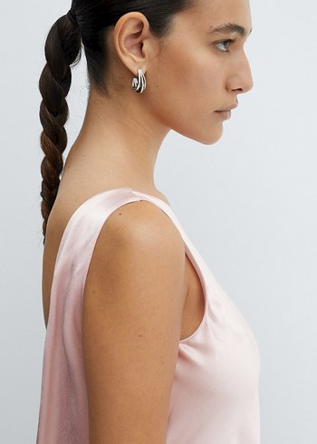 H&M sırtı açık saten elbise - Görsel 5