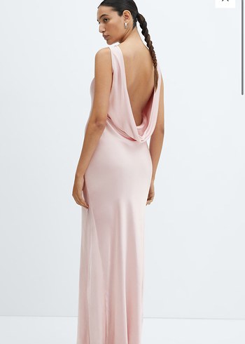 H&M sırtı açık saten elbise - Görsel 4