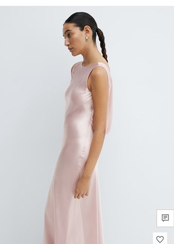 H&M sırtı açık saten elbise - Görsel 2