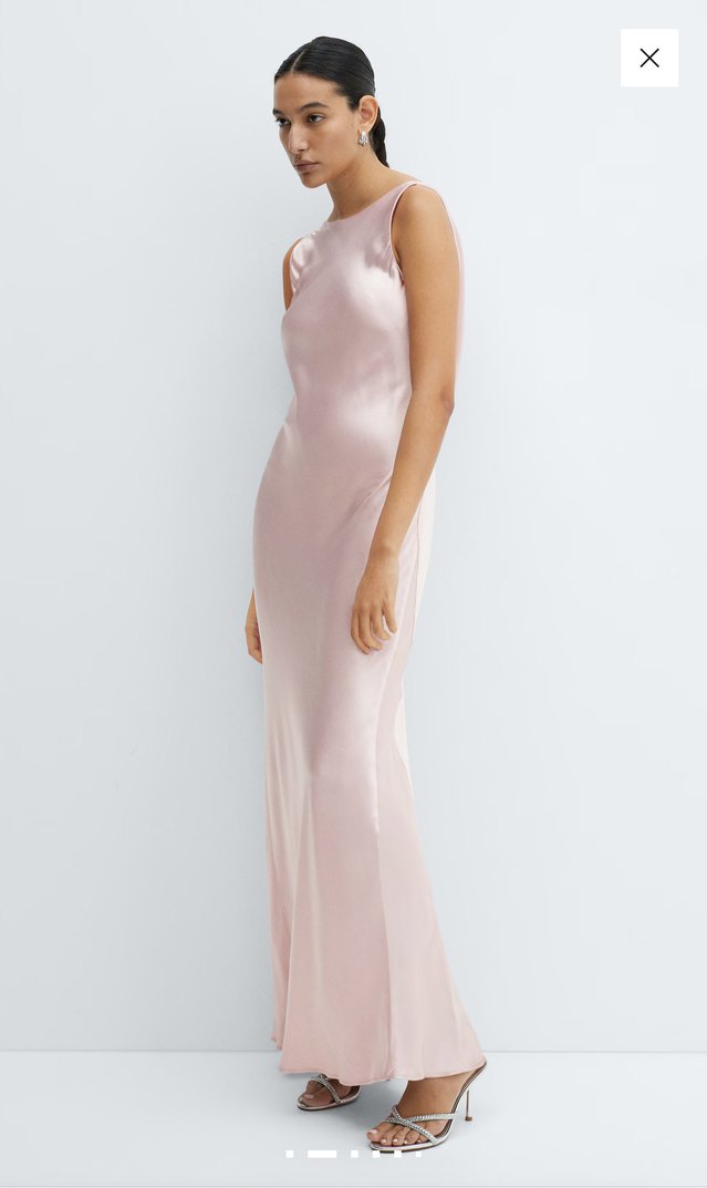 H&M sırtı açık saten elbise - Görsel 3