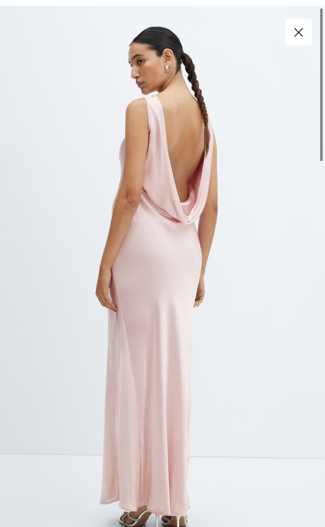 H&M sırtı açık saten elbise - Görsel 4