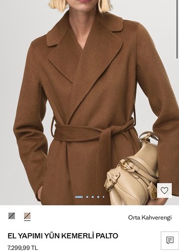 H&M el yapımı yün kemerli palto - Görsel 5