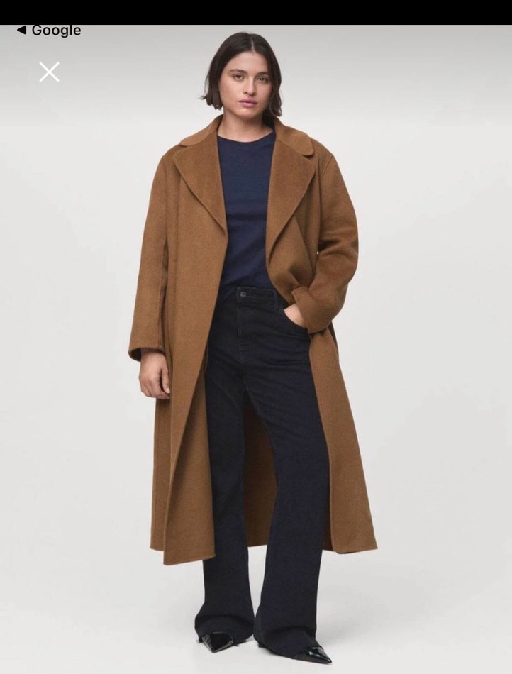 H&M el yapımı yün kemerli palto - Görsel 3