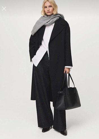 Mango kemerli. Mentego  yünlü palto - Görsel 5