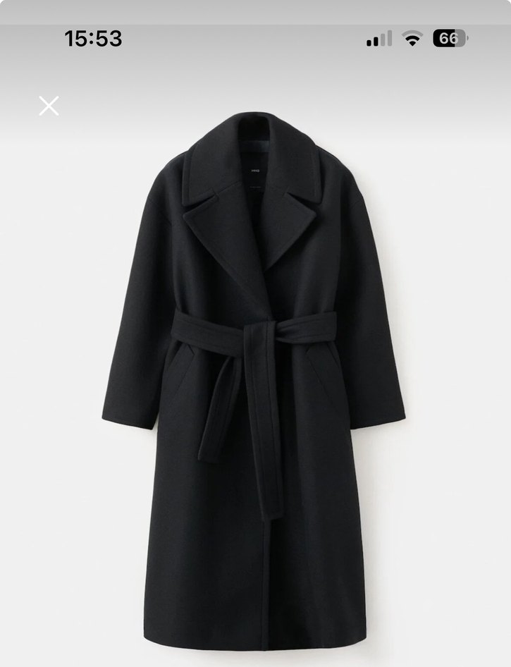 Mango kemerli. Mentego  yünlü palto - Görsel 4