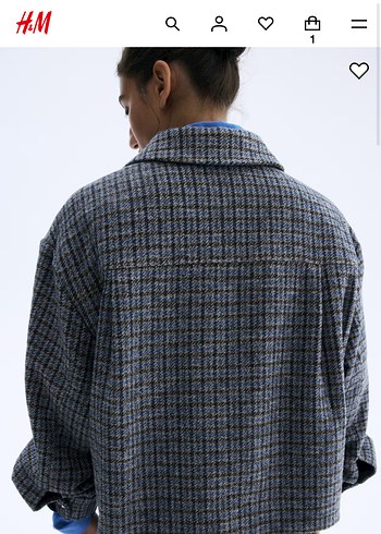 H&M oversize ceket gri kareli - Görsel 4