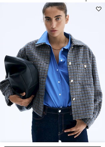 H&M oversize ceket gri kareli - Görsel 2