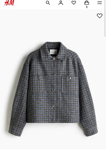 H&M oversize ceket gri kareli - Görsel 5