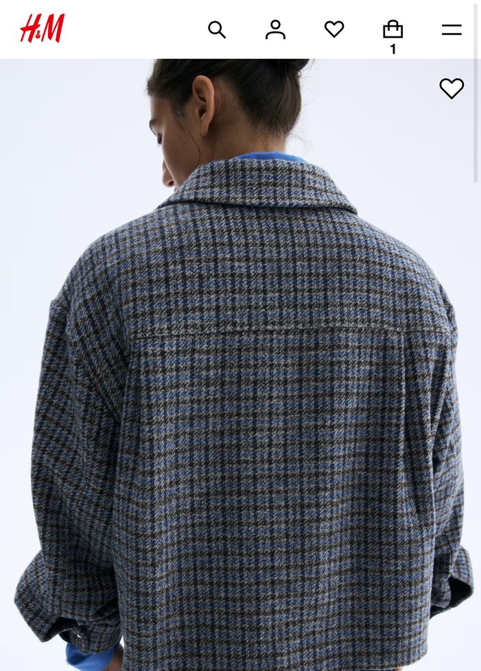 H&M oversize ceket gri kareli - Görsel 4