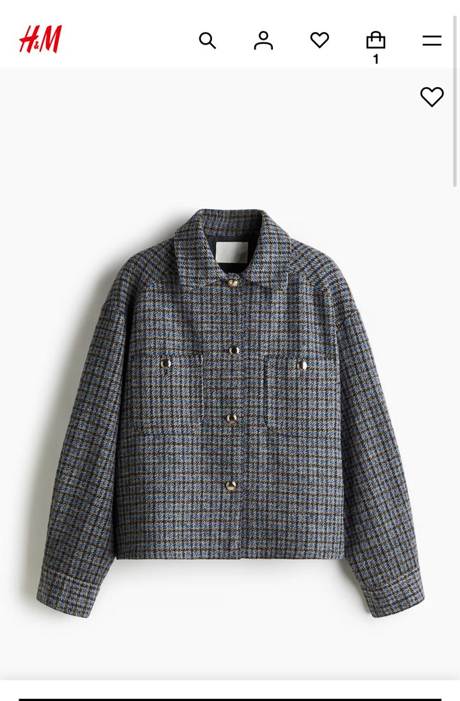 H&M oversize ceket gri kareli - Görsel 5